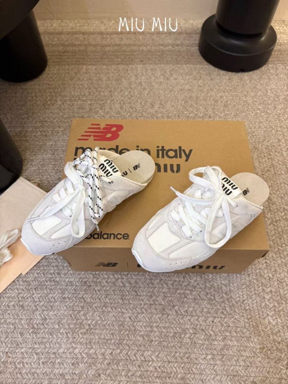 Miu Miu x New Balance White Slip On Mule Sneakers - Picture 3 of 5